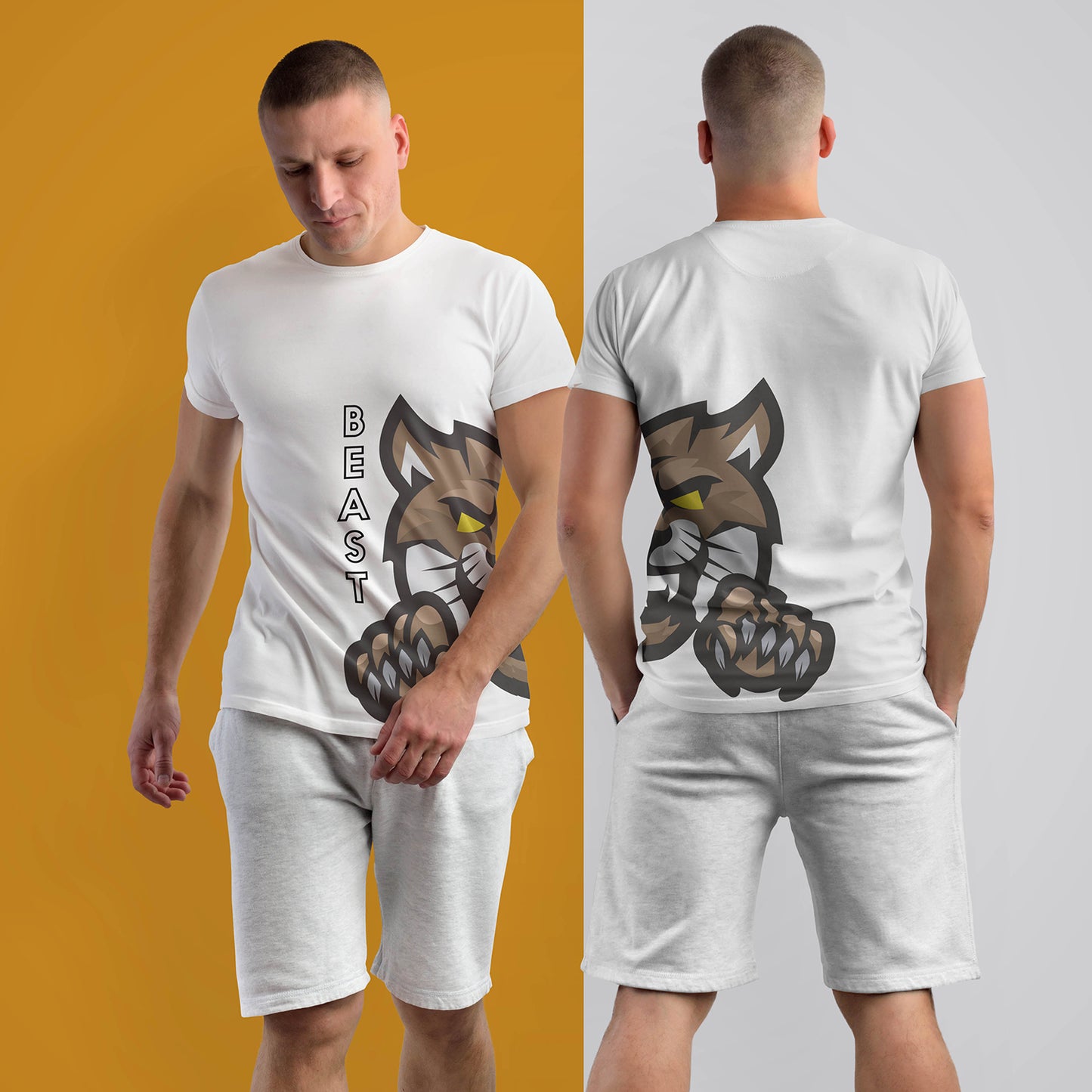 Graphiteetrend Beast White T-shirt Cotton Round Neck