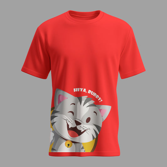 Graphiteetrend Cute Red T-shirt Cotton Round Neck Regular