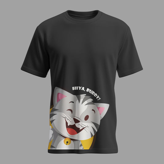 Graphiteetrend Cute Black T-shirt Cotton Round Neck Regular