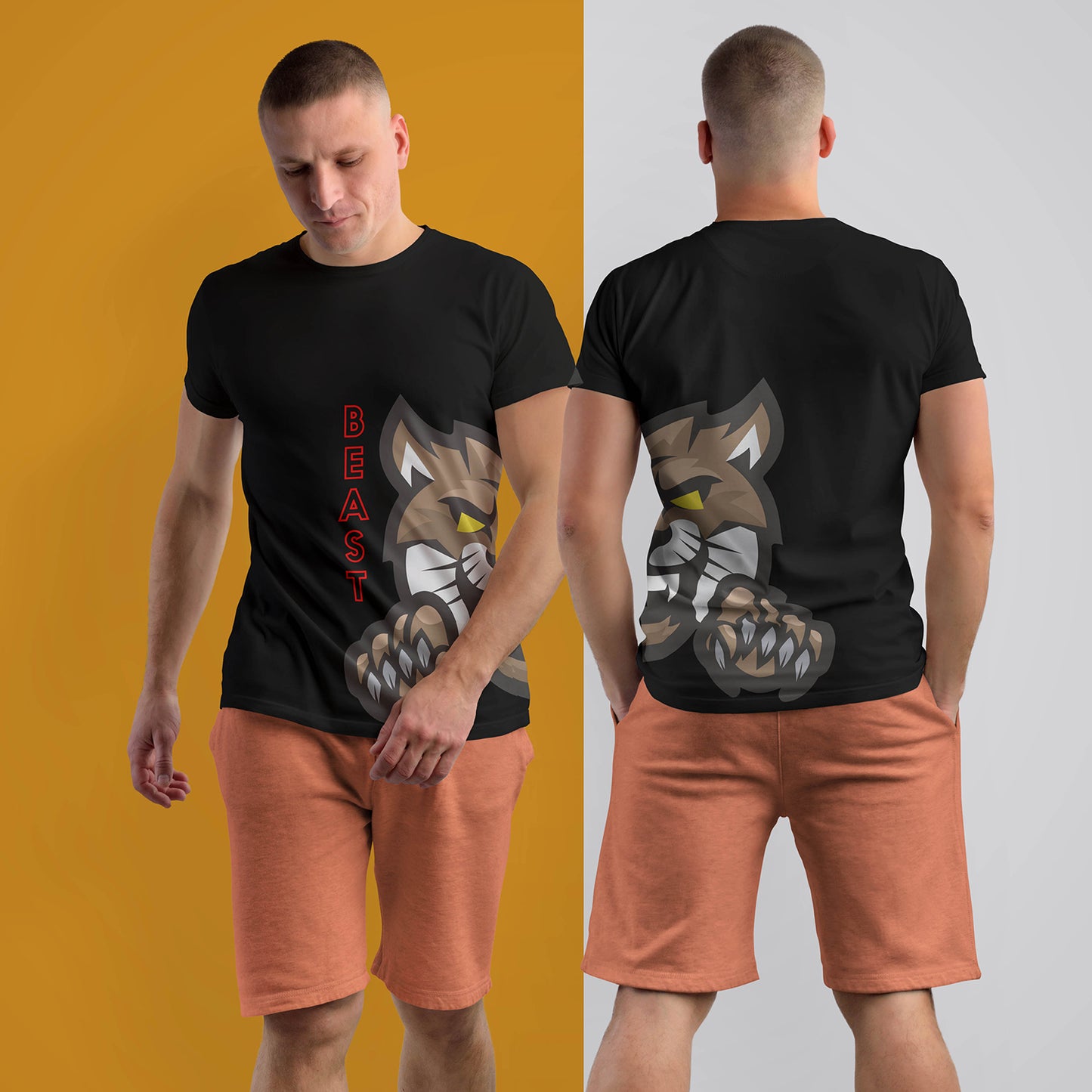 Graphiteetrend Beast Black T-shirt Cotton Round Neck