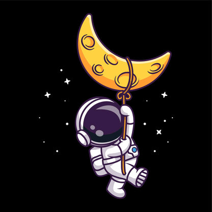 Cute Astronaut Hanging On Moon With Rope (black)